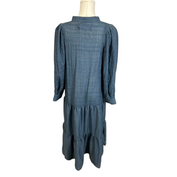 Heidi Merrick Lightweight Light Blue Gauze Cotton Peasant Size Large - Picture 3 of 11